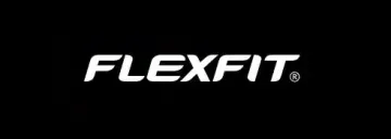 Logo Flexfit Logo marki Flexfit na czarnym tle